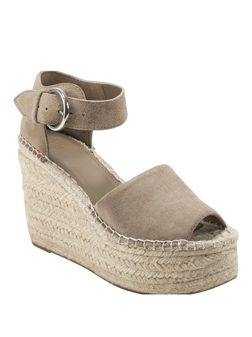 Marc Fisher LTD Alita Ankle-Strap Espadrille platform Wedge Sandal in Taupe sz 7